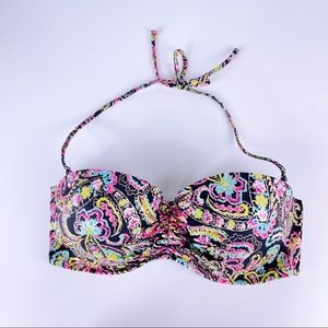 Victoria's Secret Paisley Colorful Neon Print Push Up Halter Bikini Women's 34DD